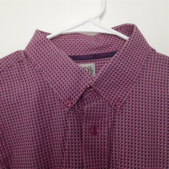 Cinch Shirt Mens Size Large Purple Long Sleeve Button Up Western Rodeo Polka Dot - Picture 3 of 9
